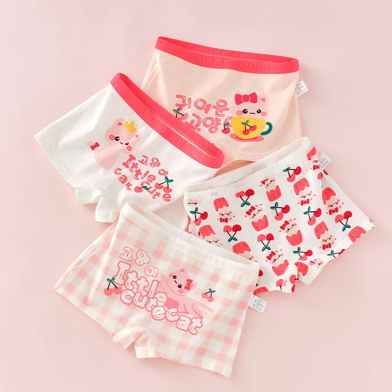 Wholesale Cotton Kids Underwear Breathable Cartoon Print Briefs for Age 3-12 Years Cute Boxes Panties for Girls
