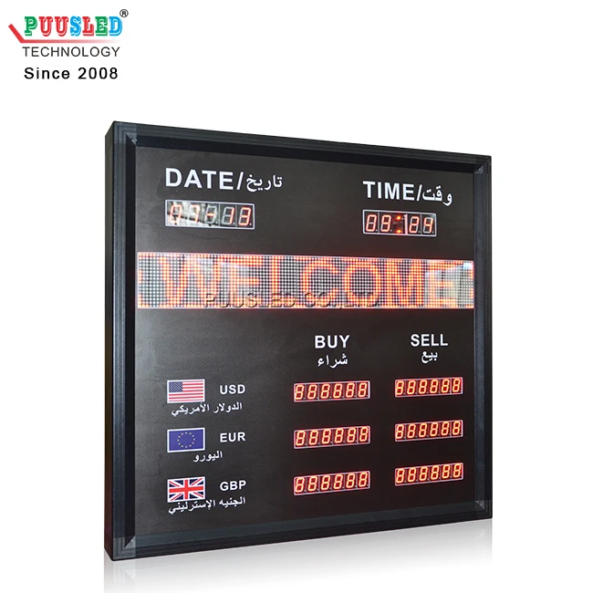 indoor led electronic exchange rate board currency exchange rate display led currency rate sign for bank