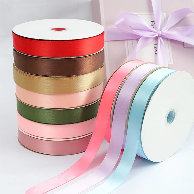 Double-Faced Satin Ribbon 100% Polyester Grosgrain Single Face Style Sustainable Solid Color Design