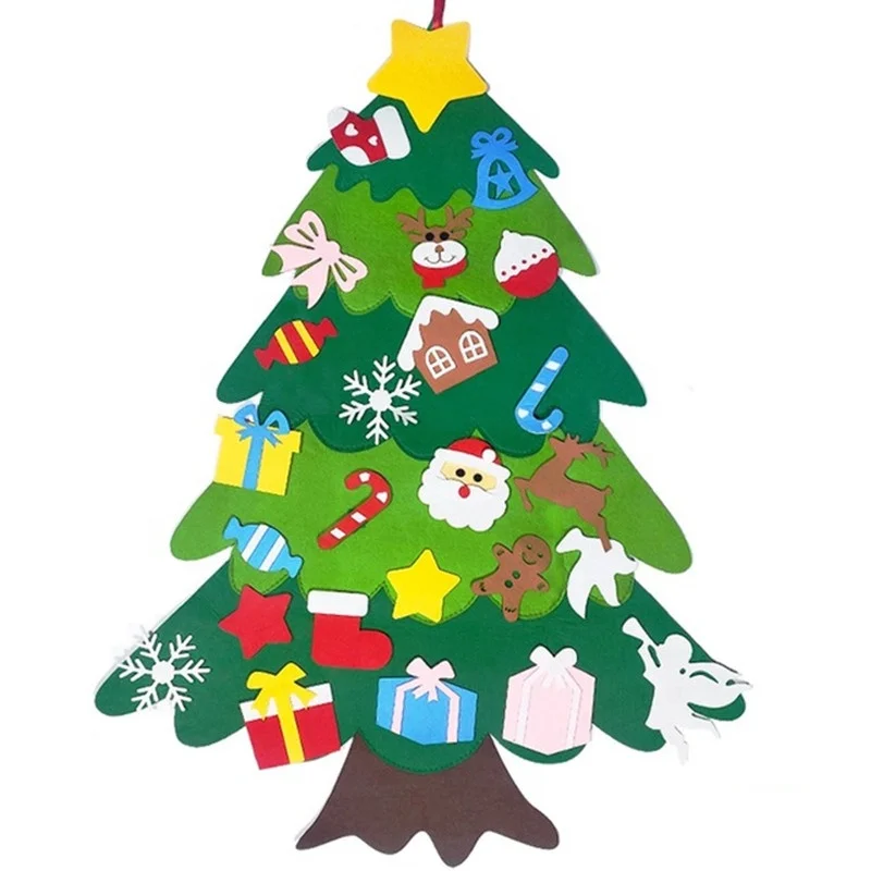 
Logo custom Christmas tree felt decoration wholesale felt ball Christmas tree manufacturer table felt Christmas tree 