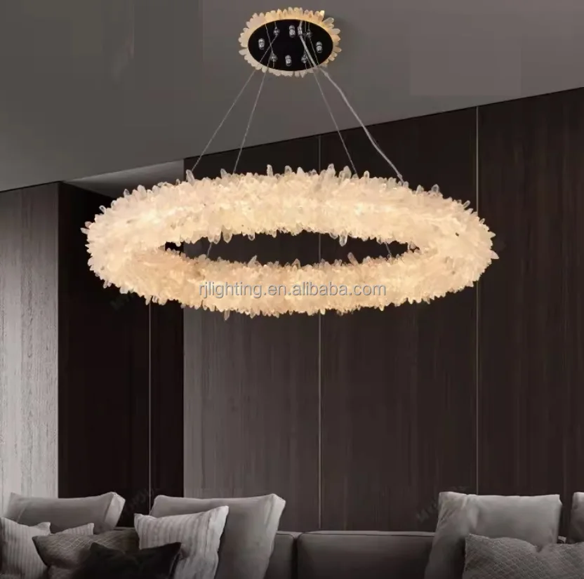 nordic modern natural crystal lamps decorative lighting luxury creative personality circle dining room chandelier