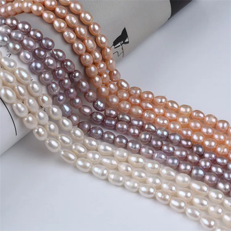 Аа натуральный белый розовый фиолетовый 7-8 мм рисовая пресноводная Жемчужная Нить