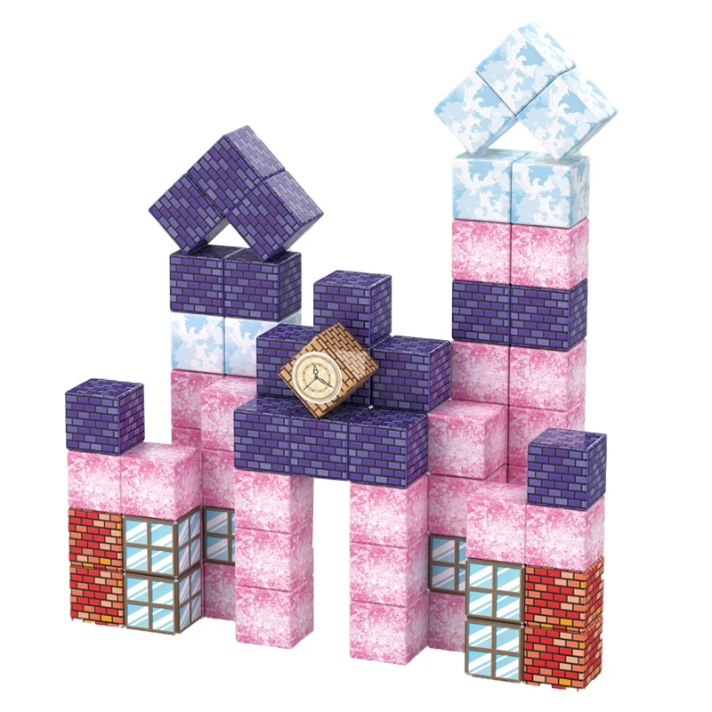 KYK DIY magnetic square cube my world building block children assemble toy