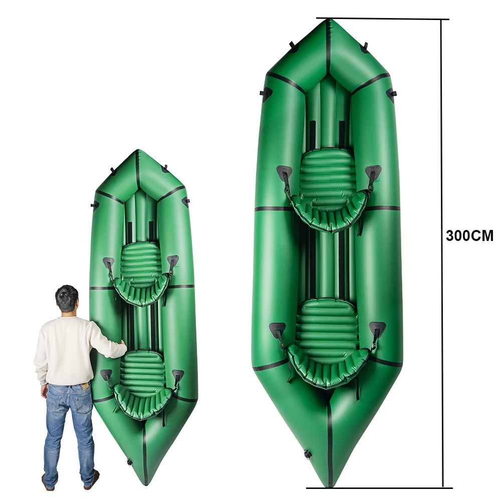 Glue Free Inflatable Boat Durable Pack Raft Lightweight 420D Nylon TPU Two Person Packraft