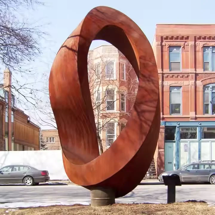 Современная садовая скульптура Corten Steel ориентир дизайн круглая полированная