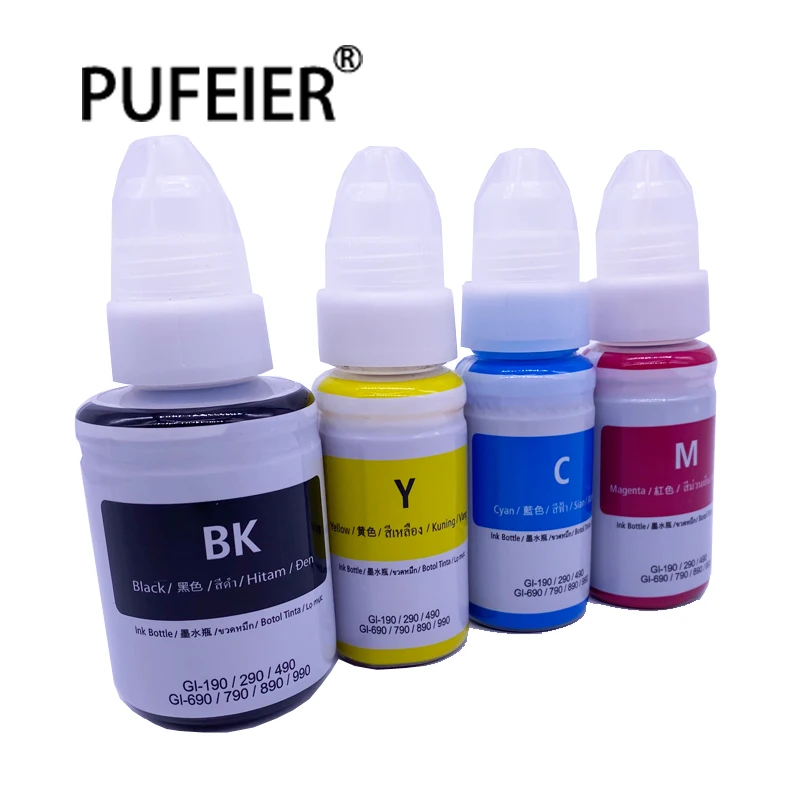 GI190 GI490 GI690 GI790 GI890 Bottle Refill Dye Ink Kits For Canon G1000 G2000 G1100 G1800 G2200 G3000 Bulk Inkjet Printer Ink