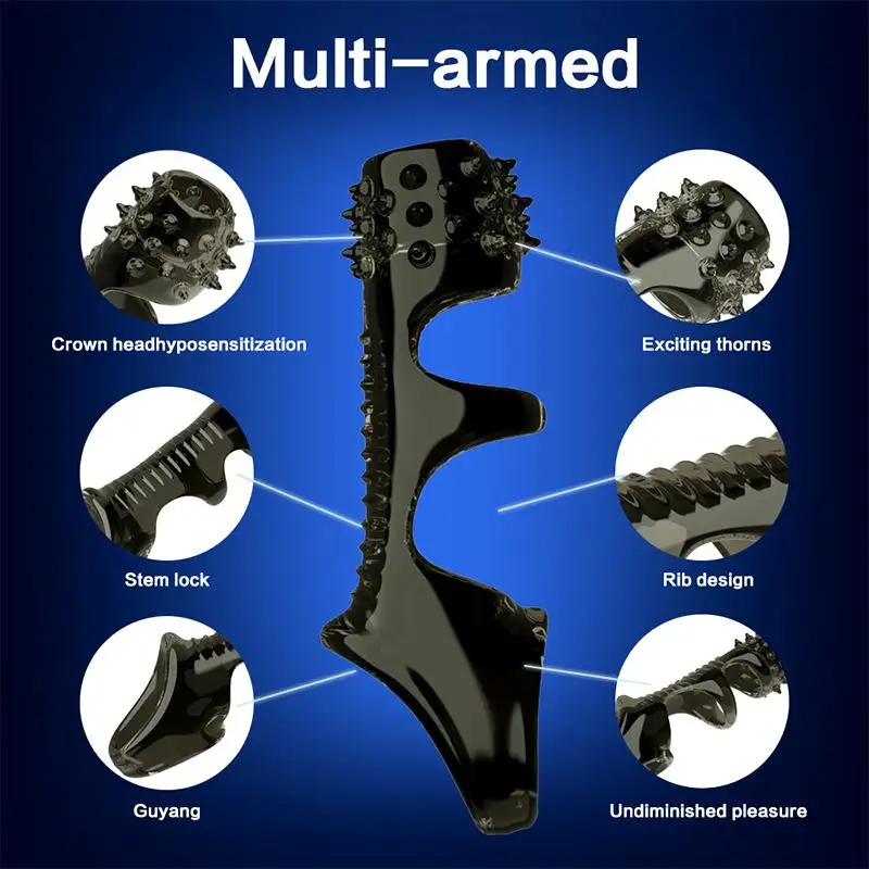 MOGlovers Black Wholesale Rubber Crystal Waterproof Silicone Sex Toy For Men Male Cock Ring Dragon Cock Sleeve