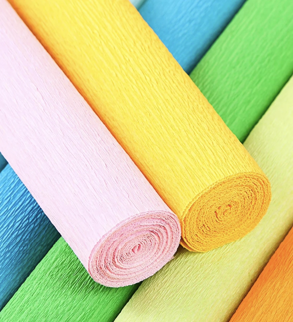 WISEPACK Competitive Price Flower Packing Wrinkled Paper Roll Curled Edge Solid Color Crepe Custom Gift Wrapping Paper
