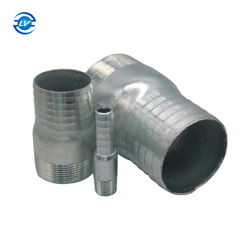 Carbon Steel Pipe Fittings Gi king Nipple BSPT King Combination Nipple Hose Tail Male Zinc Plated Crimp BSPT / NPT KC Nipple