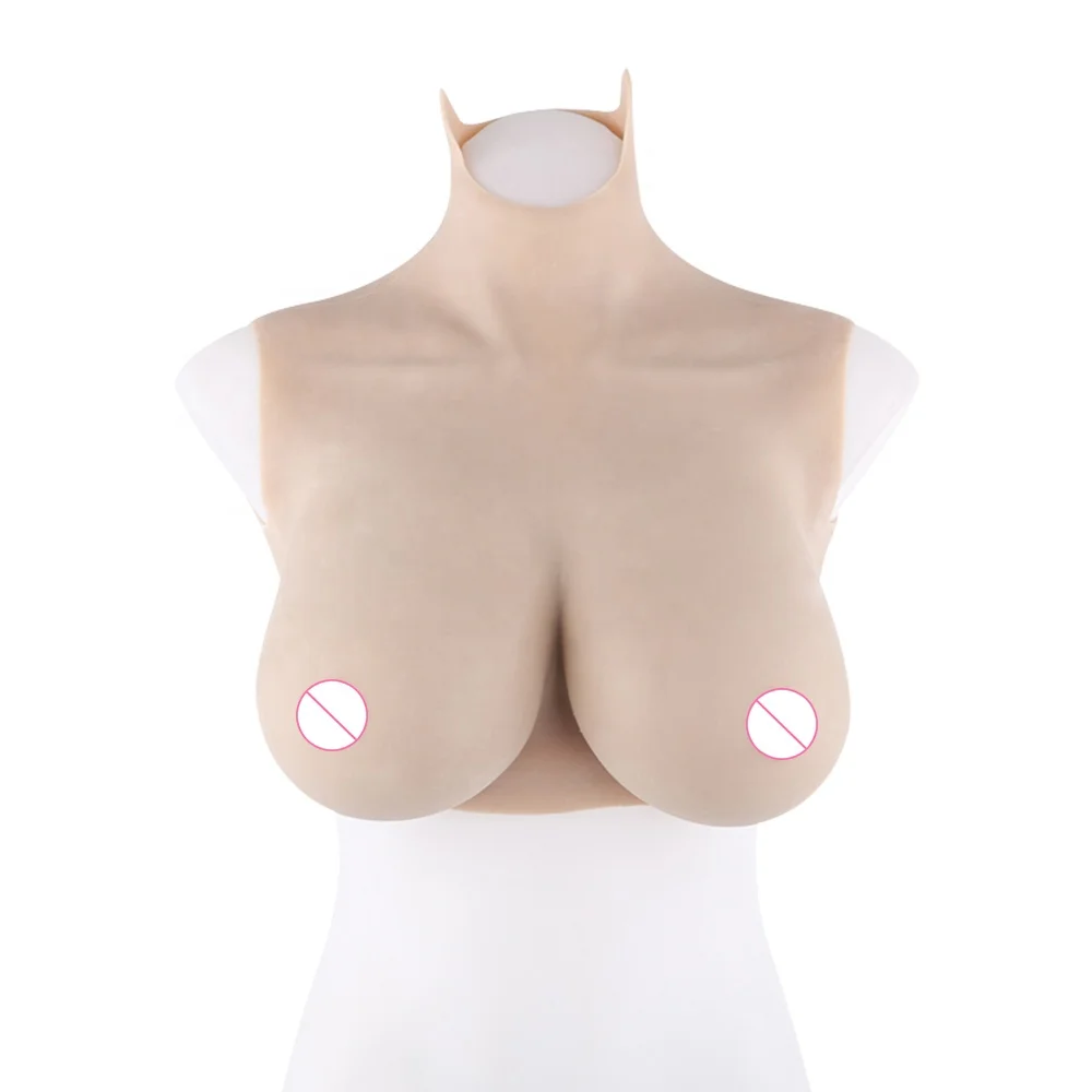 Силиконовая нагрудная чашка для трансвеститов с высоким воротником, полубоди для трансгендеров