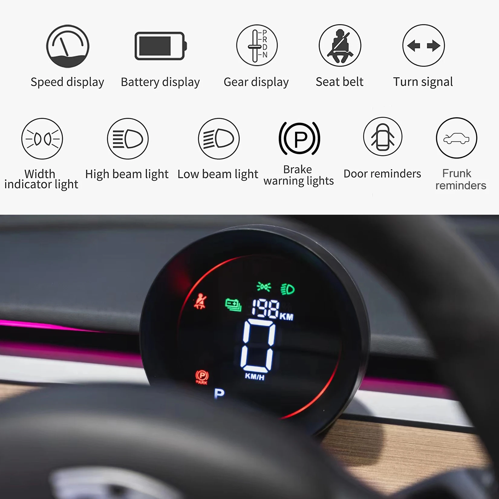 Road Top Customizable Digital Smart Gauge Multi-Data Display Dashboard Car Speedometer Speed indicator for Tesla Model 3 Model Y