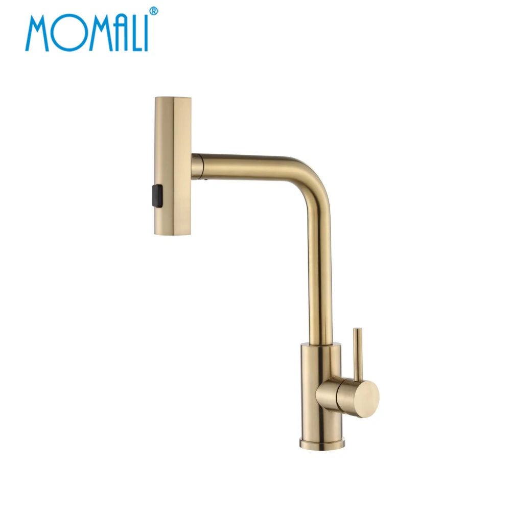 Momali 360 degree color stainless steel sus 304 commercial pull out pull-out kitchen faucet for sink