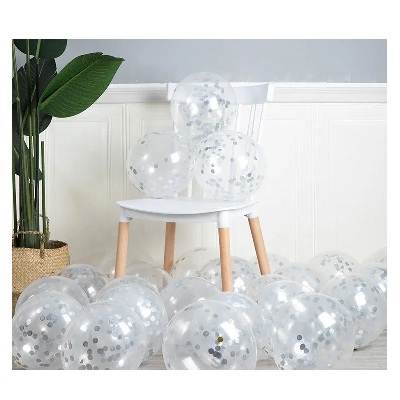Birthday Party 12 18 36 Inch Latex Transparent Clear Ballon Set Rose Gold Confetti Balloons with Tassels
