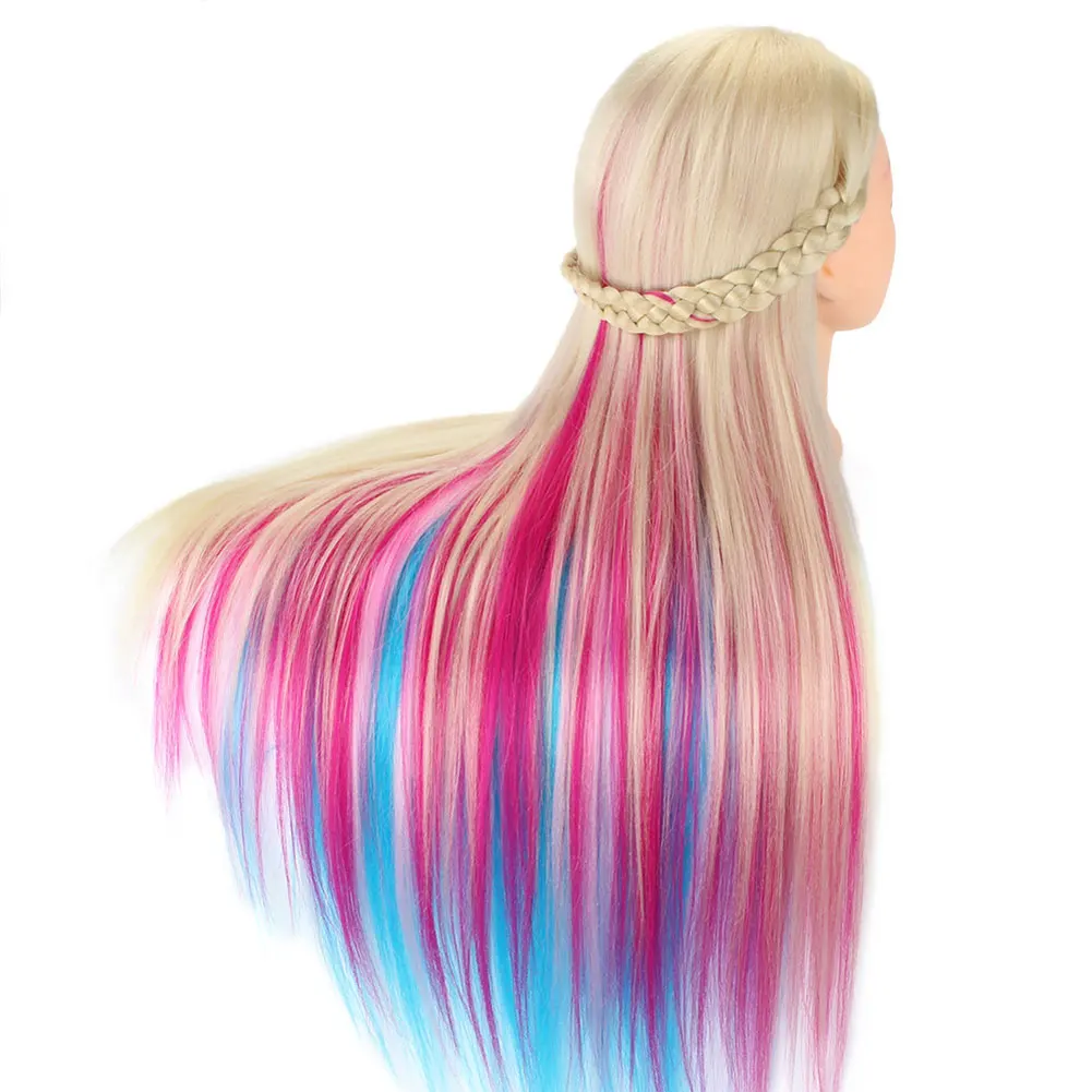 Wholesale Barber and Hair Stylist Long Hair Braiding Multi-colored Yaki Straight Doll Manikin Head Hair Practice Training Head
