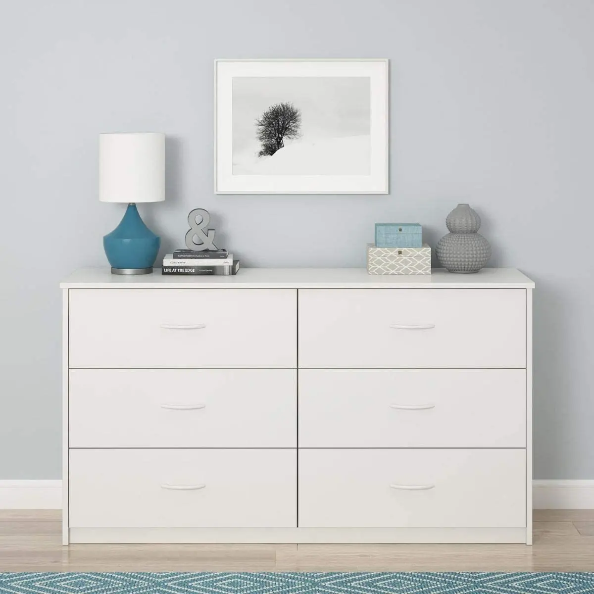 White dresser 6 drawer hot sale wide chest of drawer white dresser