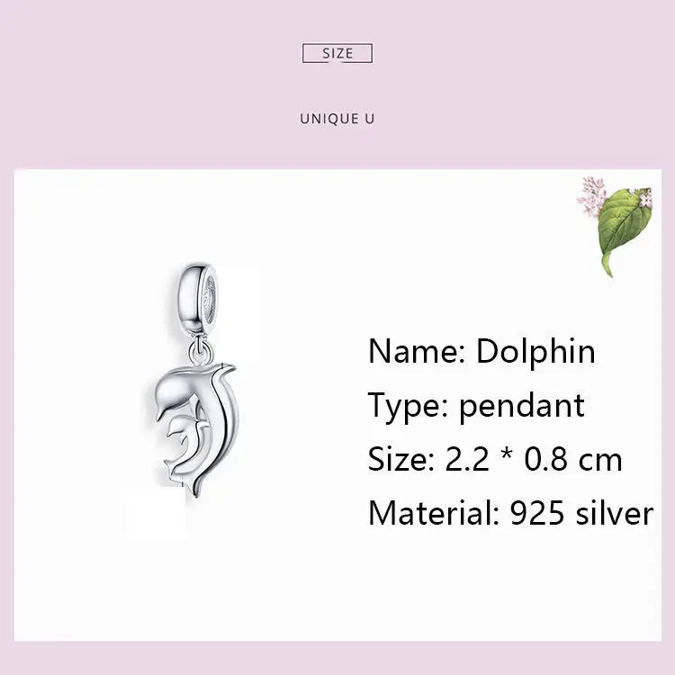 Wholesale Bracelet Necklace Diy Custom 925 Sterling Silver Animal Pendant Dolphin Charms