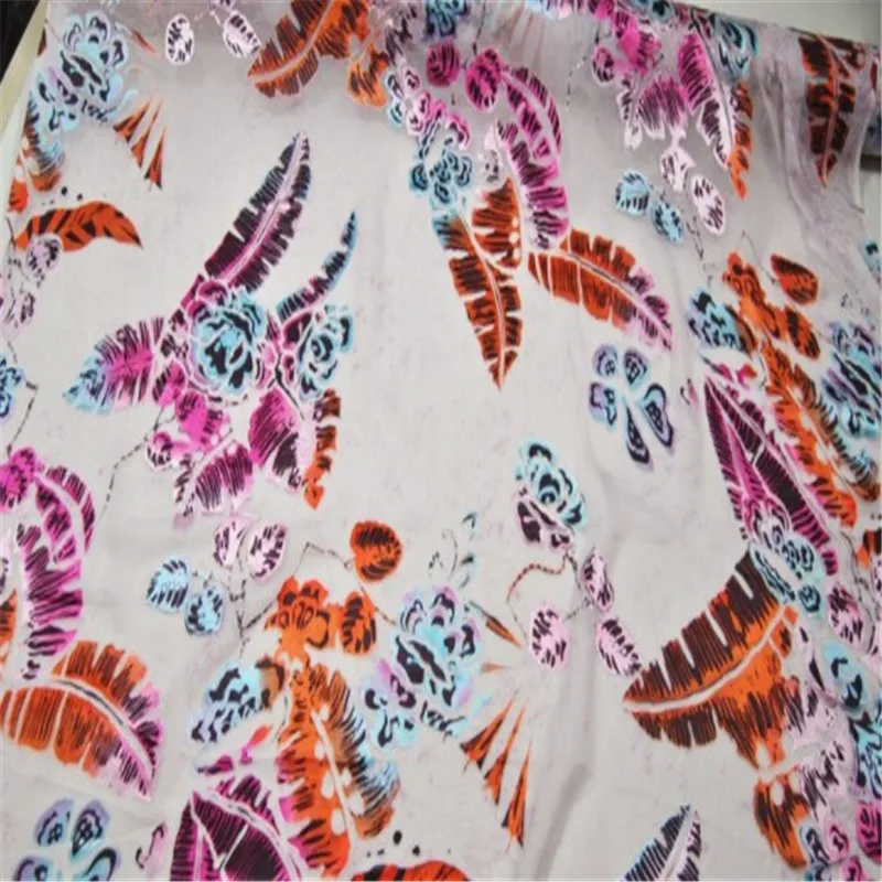 Wholesale Price Silk Burn Out Textile Silk Opal Fabric with Floral Pattern for Summer Girl Dress