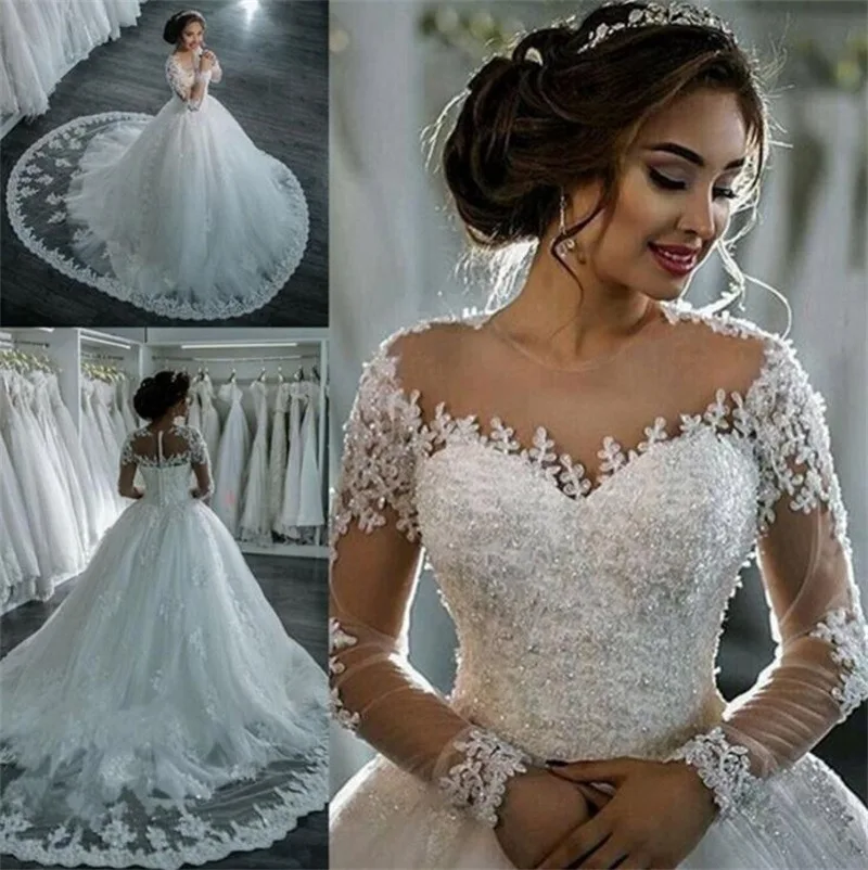  Wedding Dress Stand Collar Waist Slim