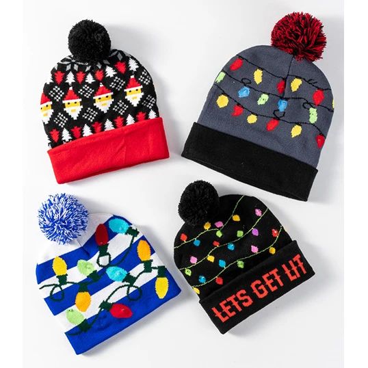 Promotional Christmas Warm Winter Classic Retro Wholesale Design Logo Embroidery Custom Gift Kids Knitted Hat