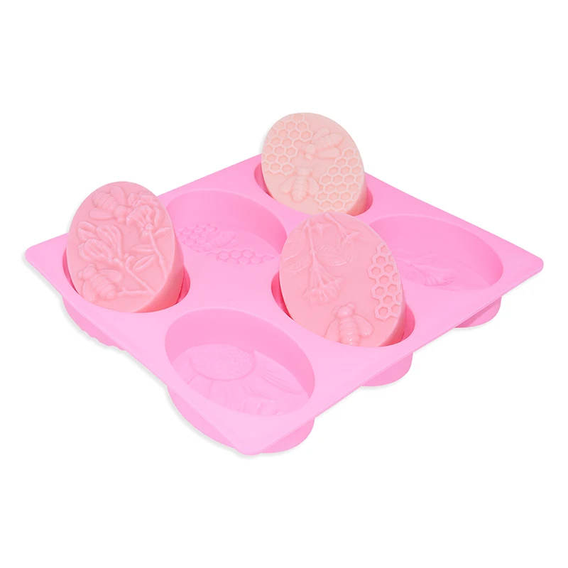 BPA Free Homemade 6 Cavities Silicone Soap Molds For Soap Making Easy Release Bee Silicone 3D Soap Molds