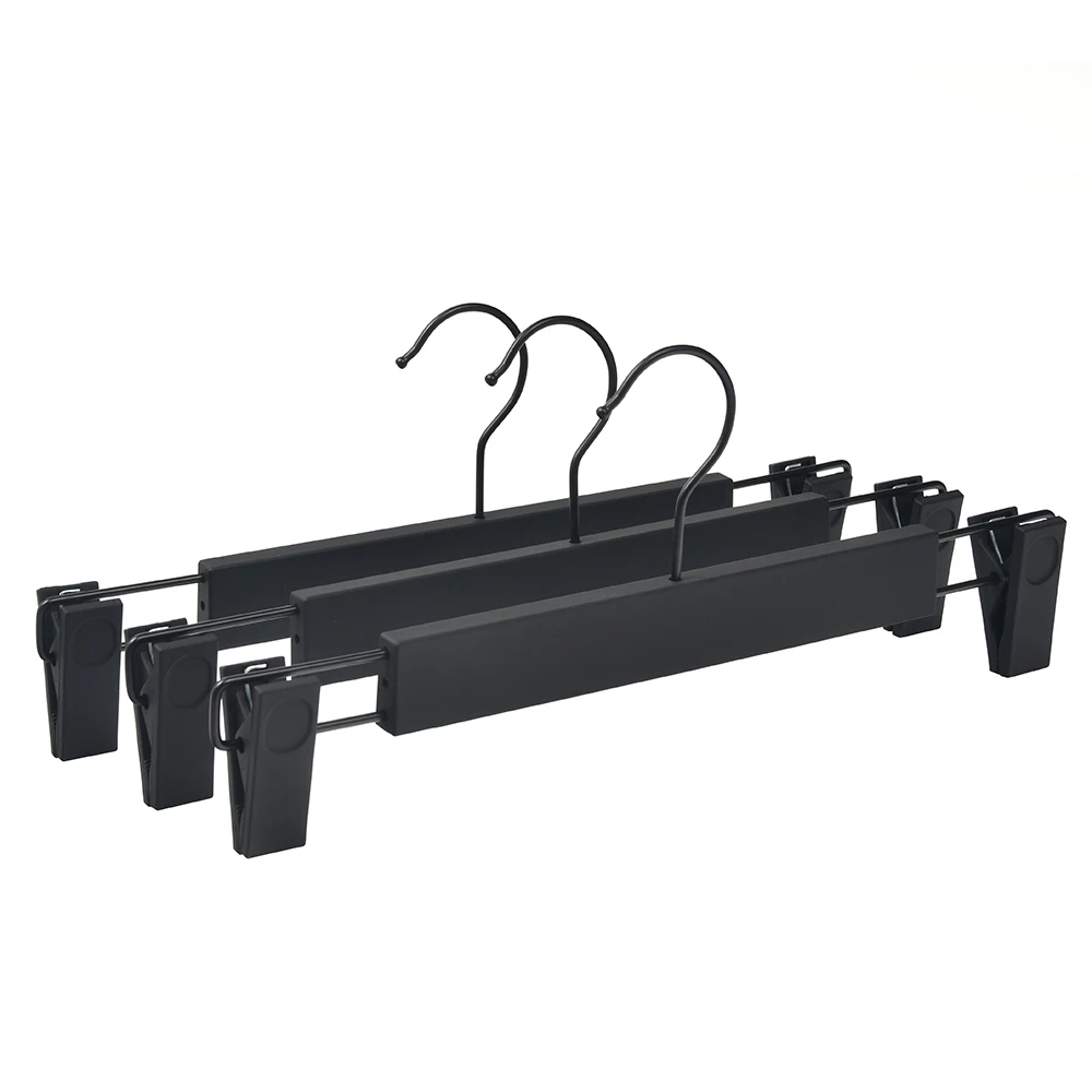 Factory Prices Durable Adult Bottom Hanger Black Plastic Pant Trousers Hanger For Brand