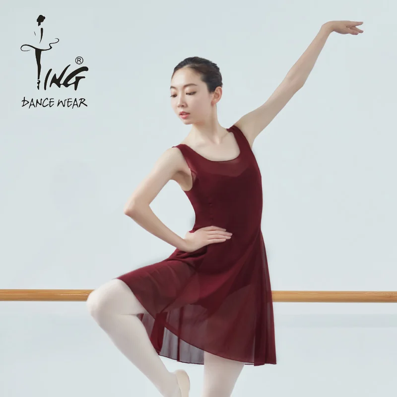 Ballet long gauze skirt dance practice dress female dance practice performance Siamese vest skirt adult