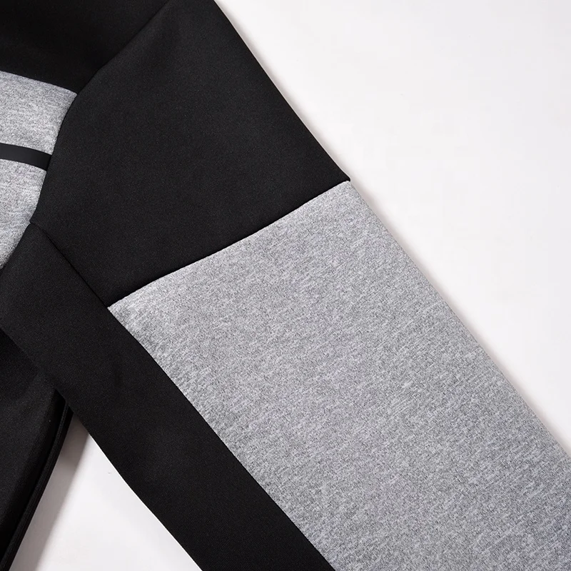 Jogging Running Casual Sport Training Polyester Athletic Black Set For Mens Two Piece Logo Custom Tracksuit