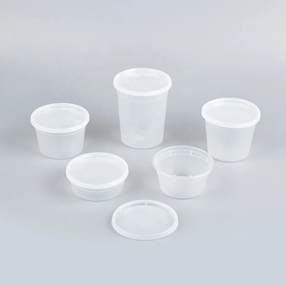 Food Grade PP Clear Injection Food Deli Container  Plastic Soup salad Bowl with lids