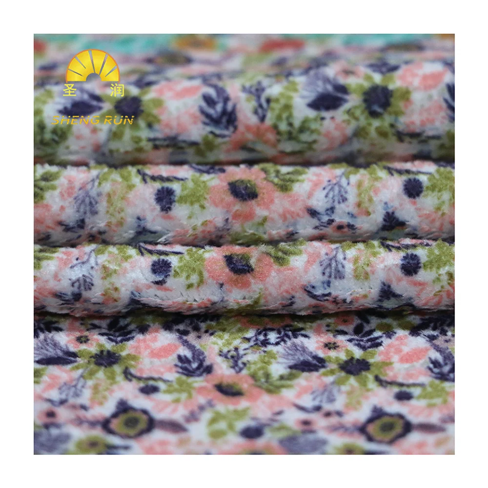 Factory Price Wholesale Polyester Digital Floral Printing Knitted Soft Coral Fleece Fabric