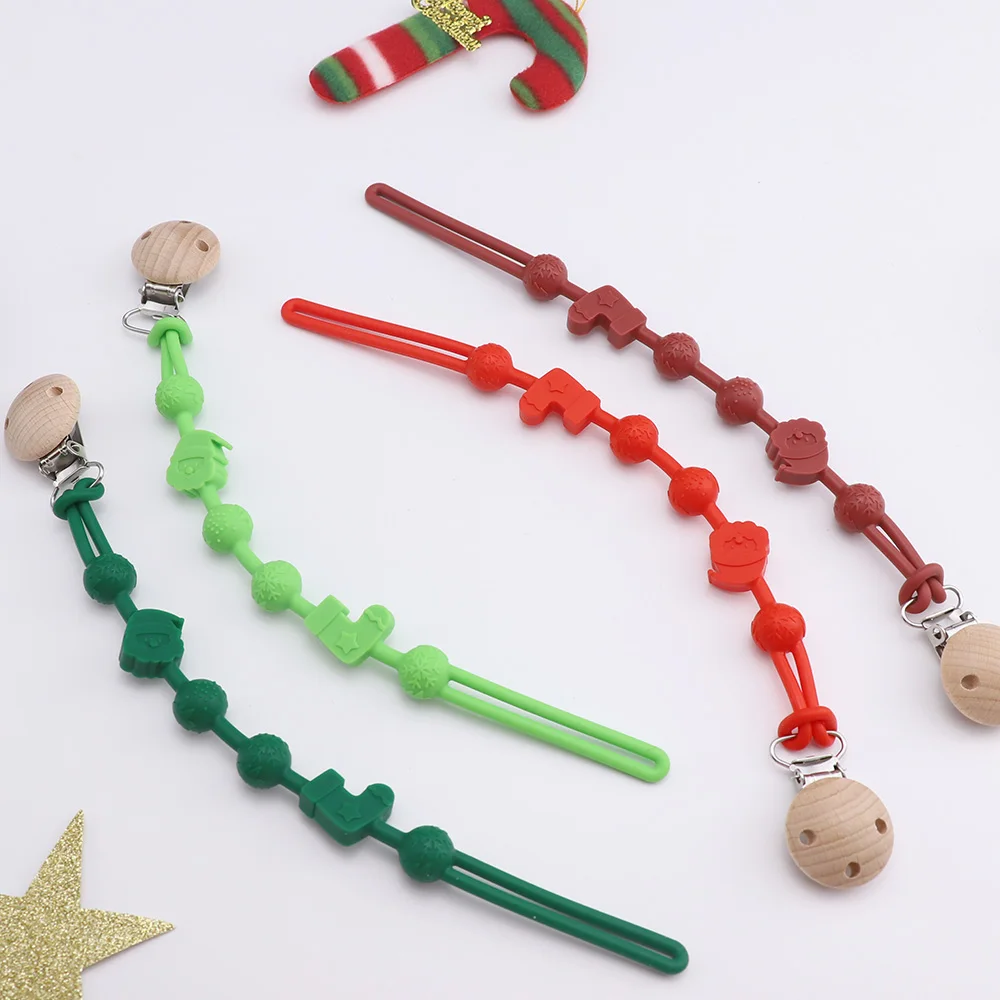 Рождественский подарок Санта-Клауса эластичный силиконовый ремешок зажим для соски цепочка