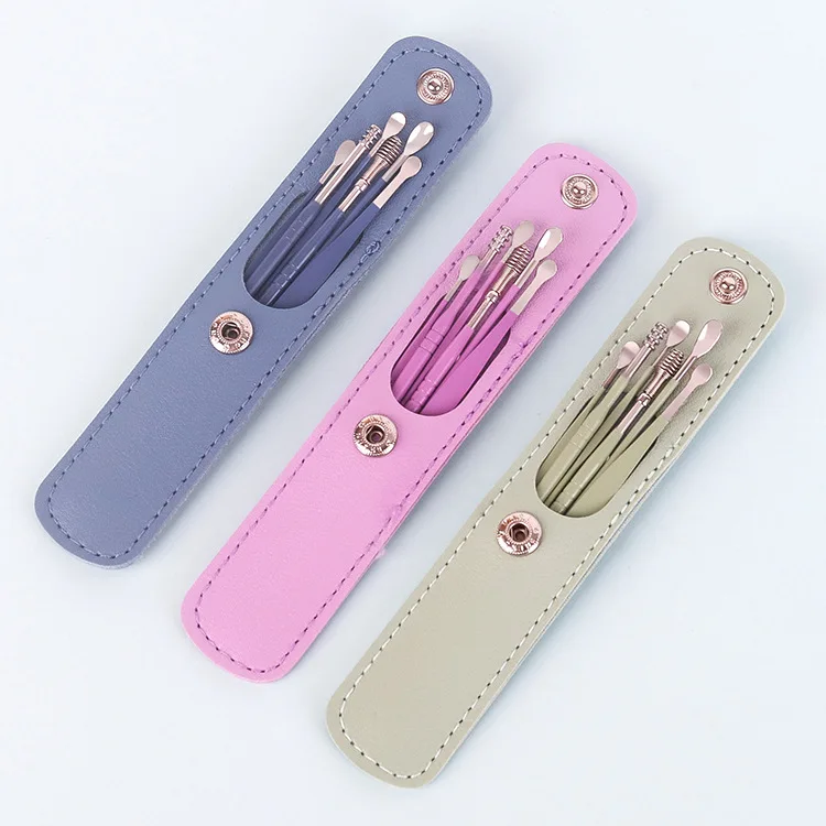 Top Quality Portable Soothing 6 In 1 Ear Pick Earwax Removal Kit Set With PU Bag