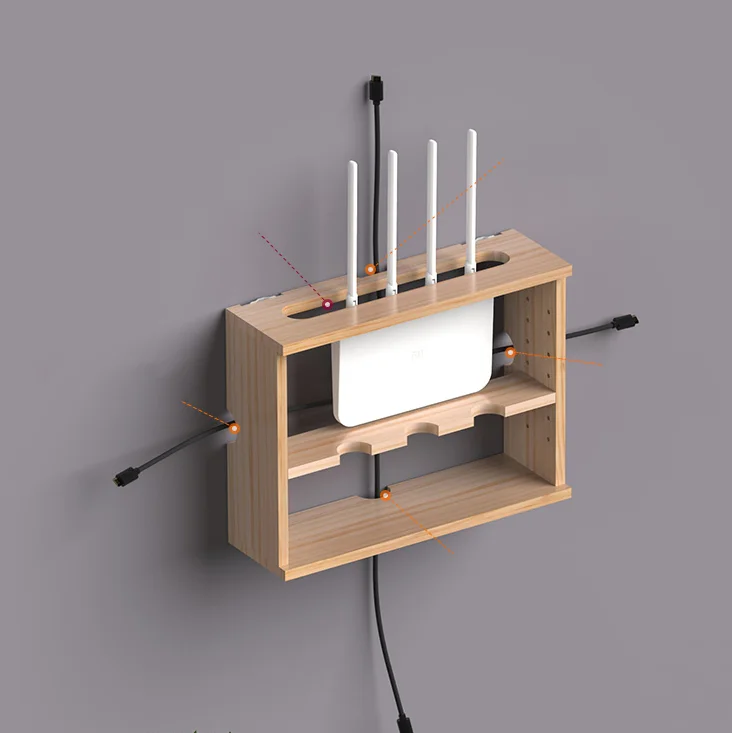Wooden electric wire cable storage box Phone usb cable winder organizer Wall router cable power plug wire storage boxes