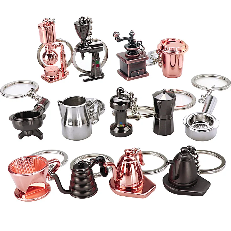High Quality Custom logo 3d Metal Coffee Keychain