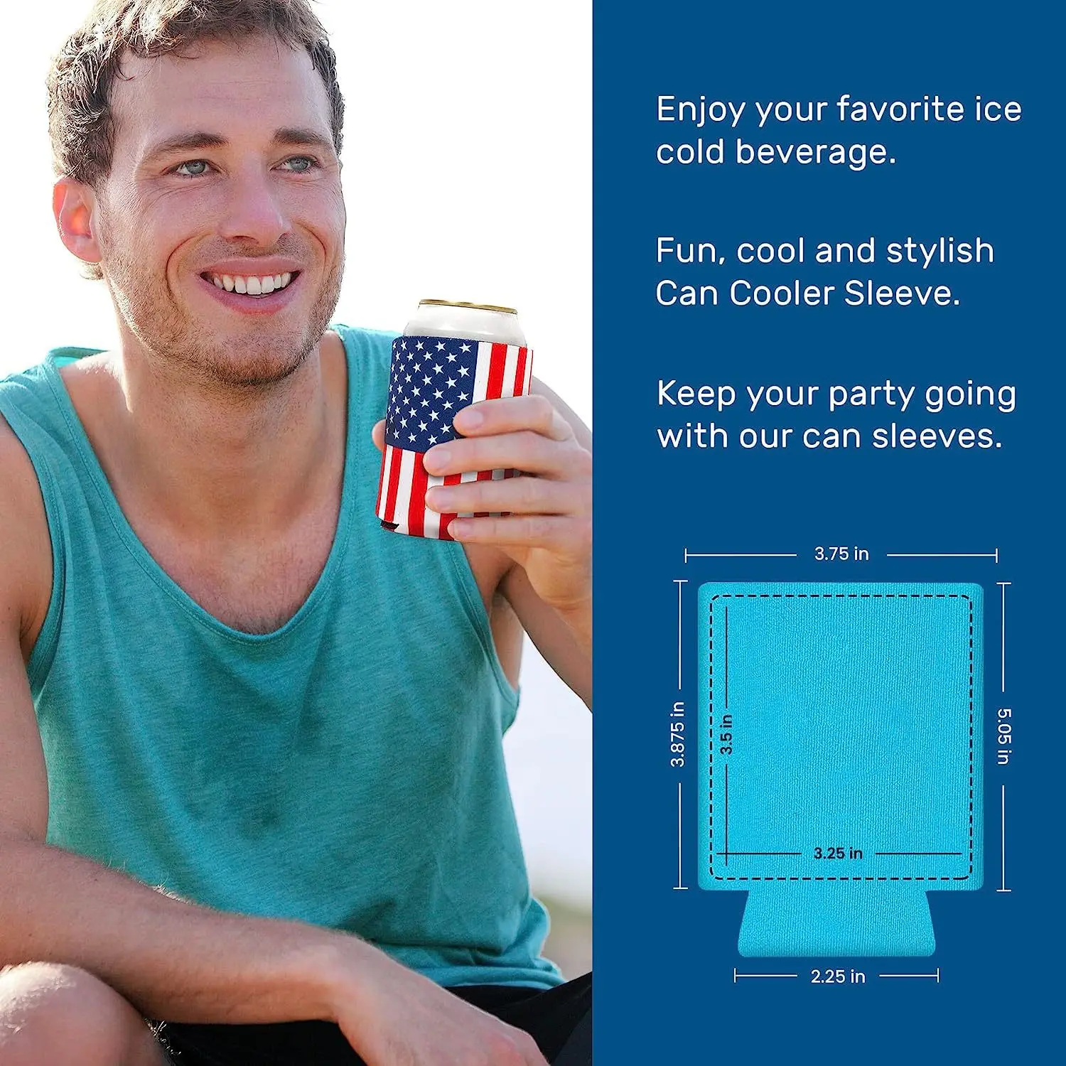 Foldable Soft Can Cooler Cup Sleeve With Bottom 3mm Neoprene Collapsible Beer Bottle Holder for Birthdays Wedding Drink Cooler