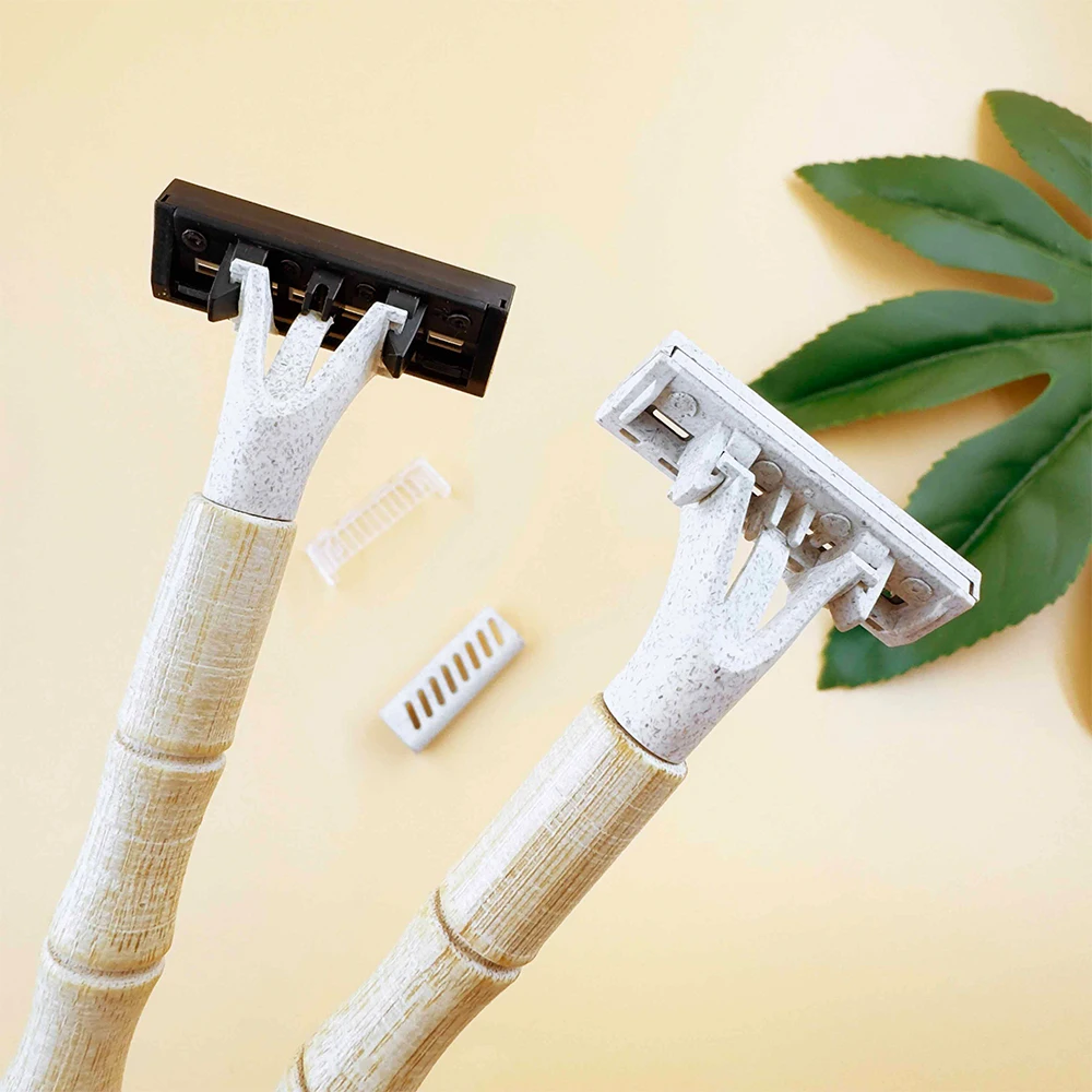 Eco Friendly Biodegradable Razor with Triple Blades Recycling Material Disposable Wheat Straw Blade Shaving Razor