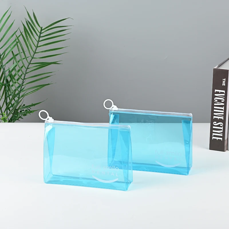Portable Waterproof  Clear PVC Small Zipper Bag Clothes Hair Packaging Bags Zip Lock Bag with logo