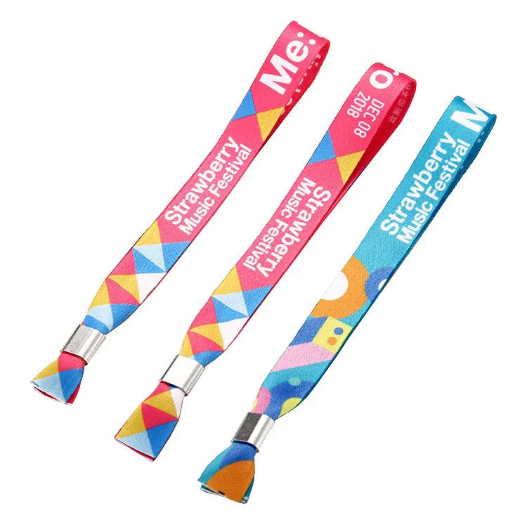 Hot selling One time use woven polyester bracelet sliding lock disposable wristband wrist band