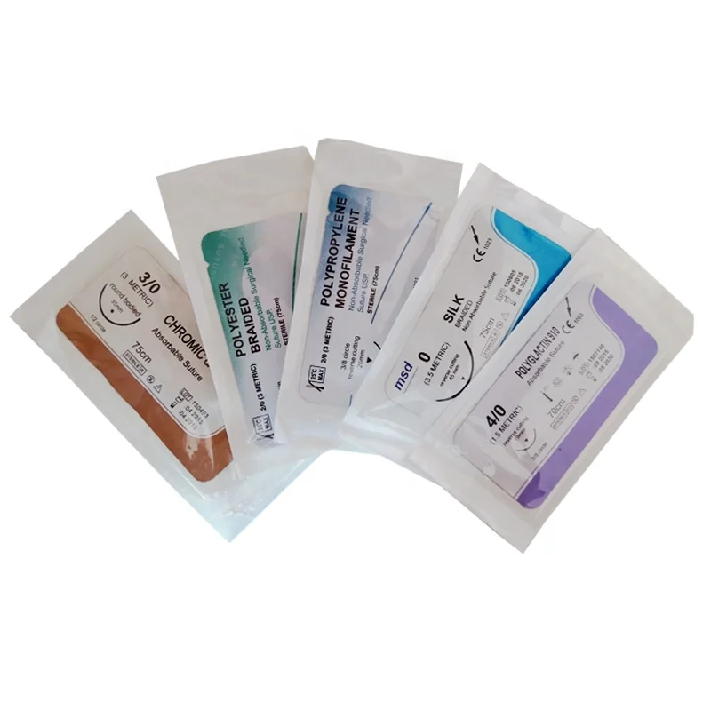 Hot selling Medical polyglactin 910 veterinary chromic catgut pgcl pdo absorbable surgical suture 75CM