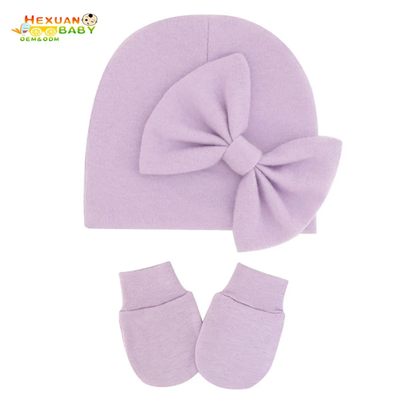 Custom Beanie Newborn Baby Turban Hats Winter Knot for Boys Girls Cotton Hat and Mitten