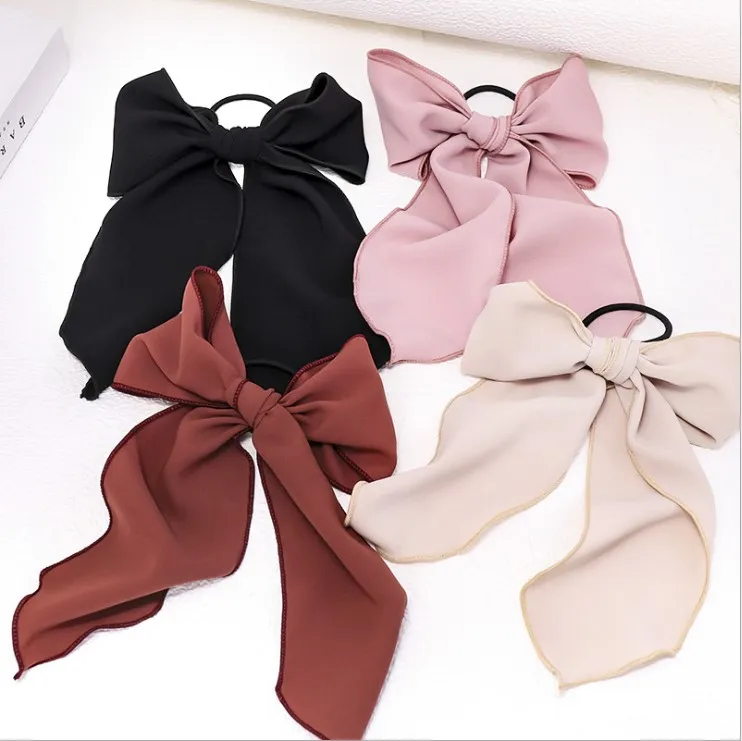 Women Rubber Bands Tiara Satin Ribbon Bow Hair Band Rope Scrunchie Ponytail Holder Gum for Hair Accessories Rope