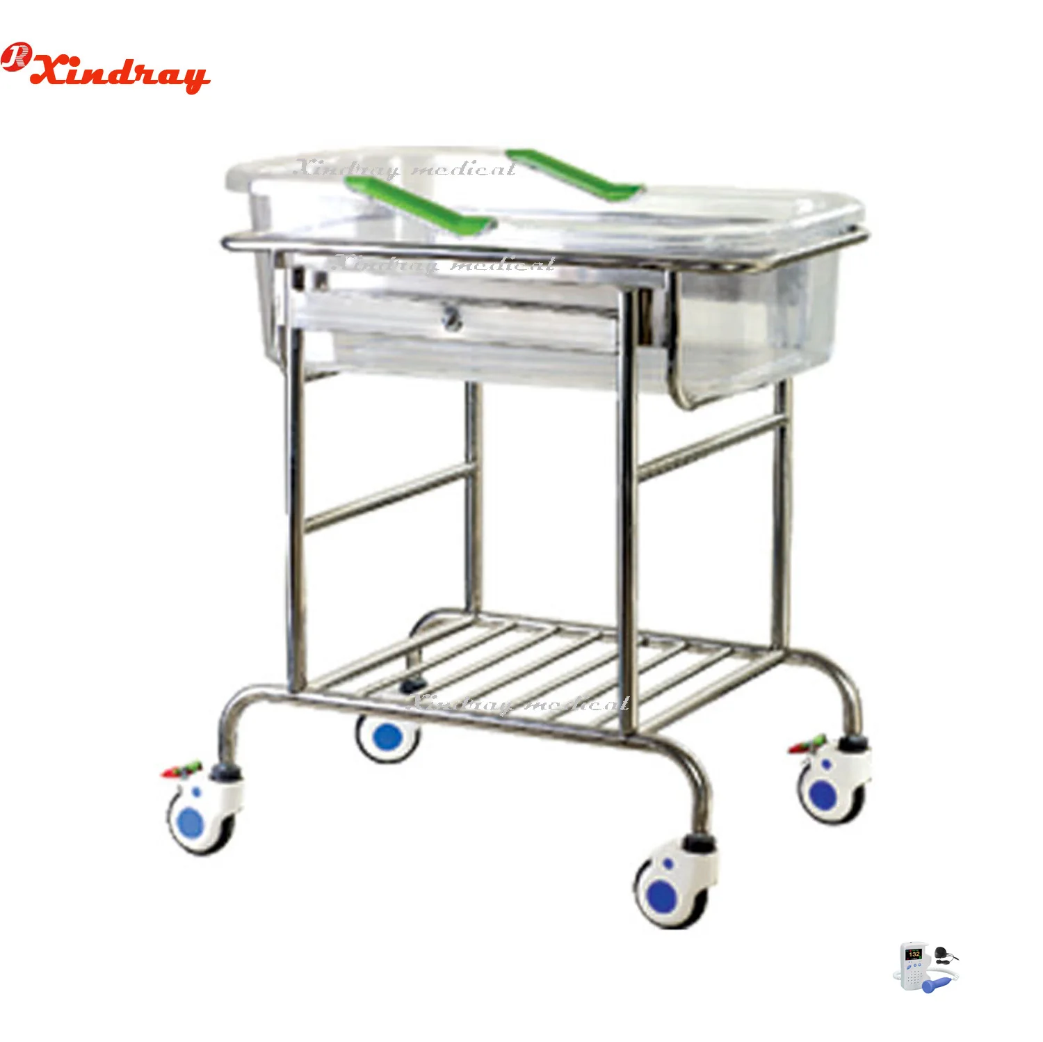 Assembled Hospital medical Stainless Steel neonate Hospital Newborn Baby Trolley