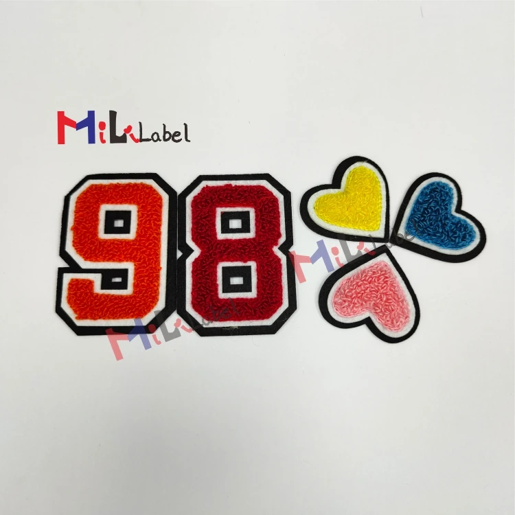 
wholesale alphabet numbers and the heart patches custom embroidery custom patches chenille patches 