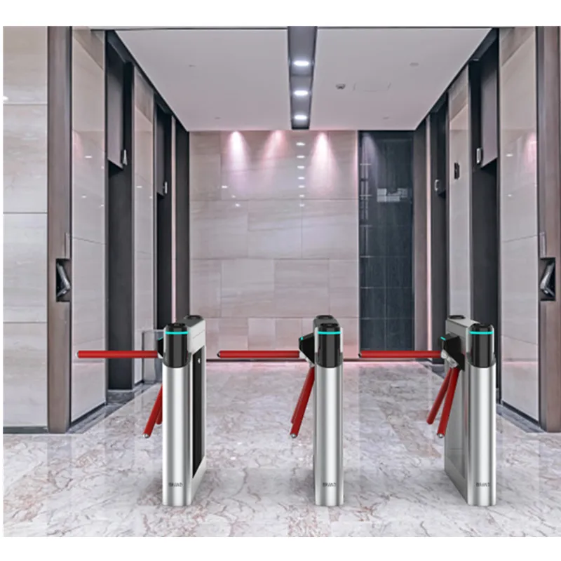 Security Access Control Fingerprint RS485 Communication Interface Stainless Steel Barrier Gate Automatic Tripod Turnstile