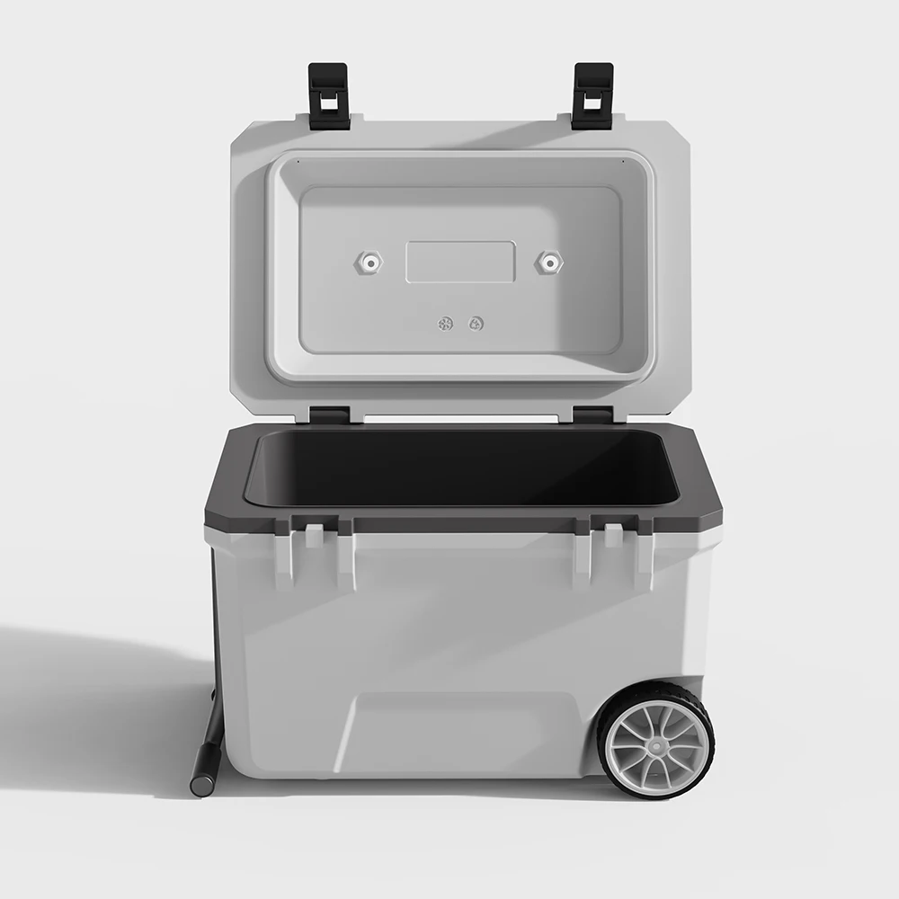 50L Wheeled Cooler Large Capacity Mobile Cooler Camping Picnic Lunch Box Food Storage Hard Cooler Box