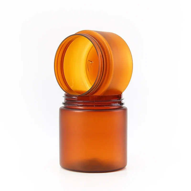 frosted amber clear pet plastic body butter Lip Scrub Container cosmetic cream jar with bamboo lid