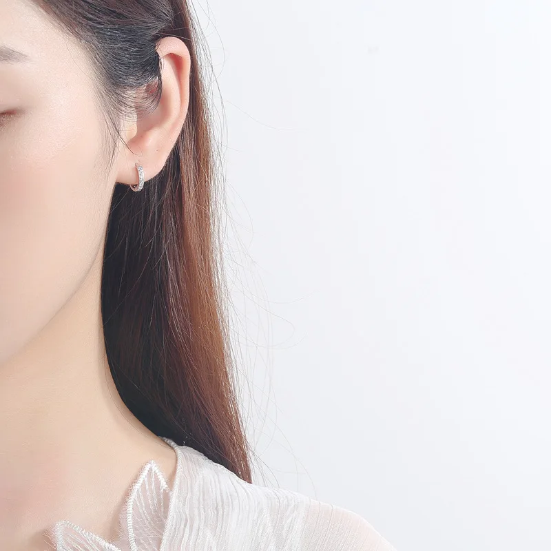 Best Selling Small 925 Sterling Silver Crystal Hoop Earrings Cubic Zirconia S925 Huggie Earrings For Men Women