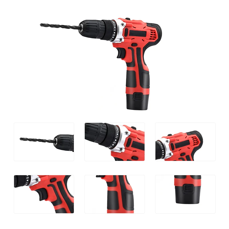 Custom Cheap 12v Lithium Battery Drill Craft Cordless Drill Set High Power Tool Screwdriver Electric Drill