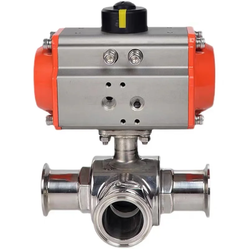 Automatic valve high efficiency ss 304 stainless steel  3 way ferrule clamp sanitary pneumatic ball valve