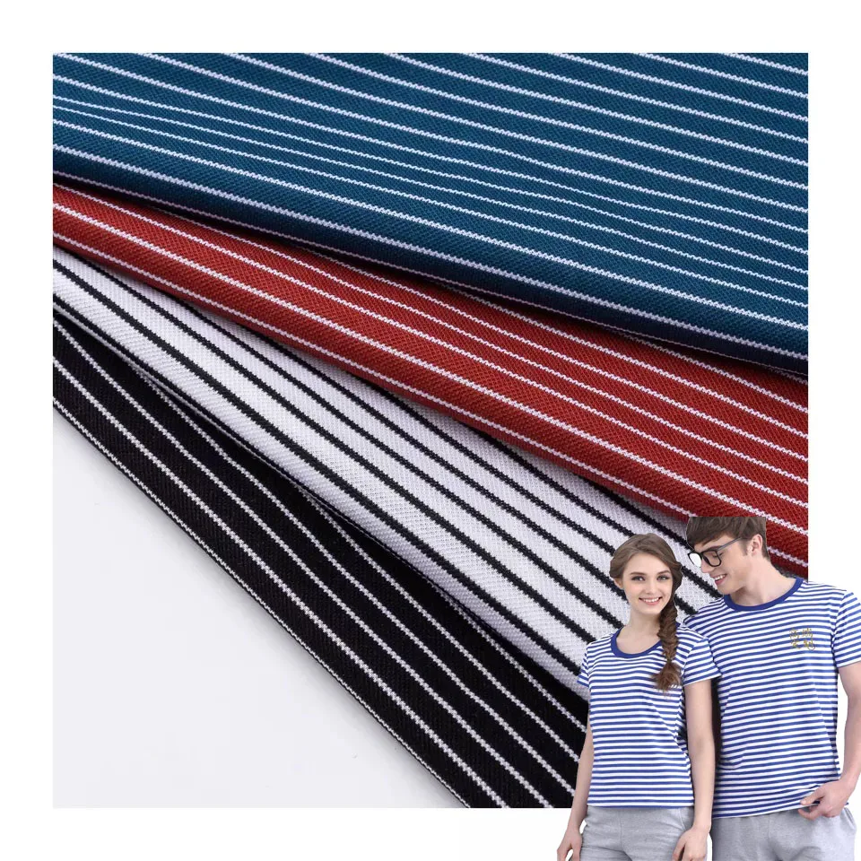 Customized Good Quality 180Gsm Fabric 89%Cotton 7.5%Polyester 3.5%Spandex Matte Jersey Cotton Fabric for Striped short sleeve