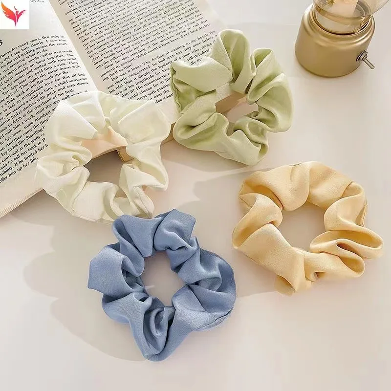 Custom 16 Momme Pure Silk Scrunchies Solid Colors Queen Size 4cm Silk Scrunchie For  Hair 100% Silk Hair Ties